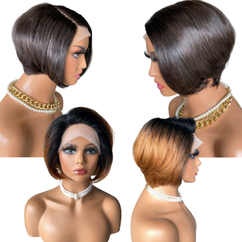 Straight Short Ombre Bob 13x4 Transparent Lace Front Wig – 180% Density