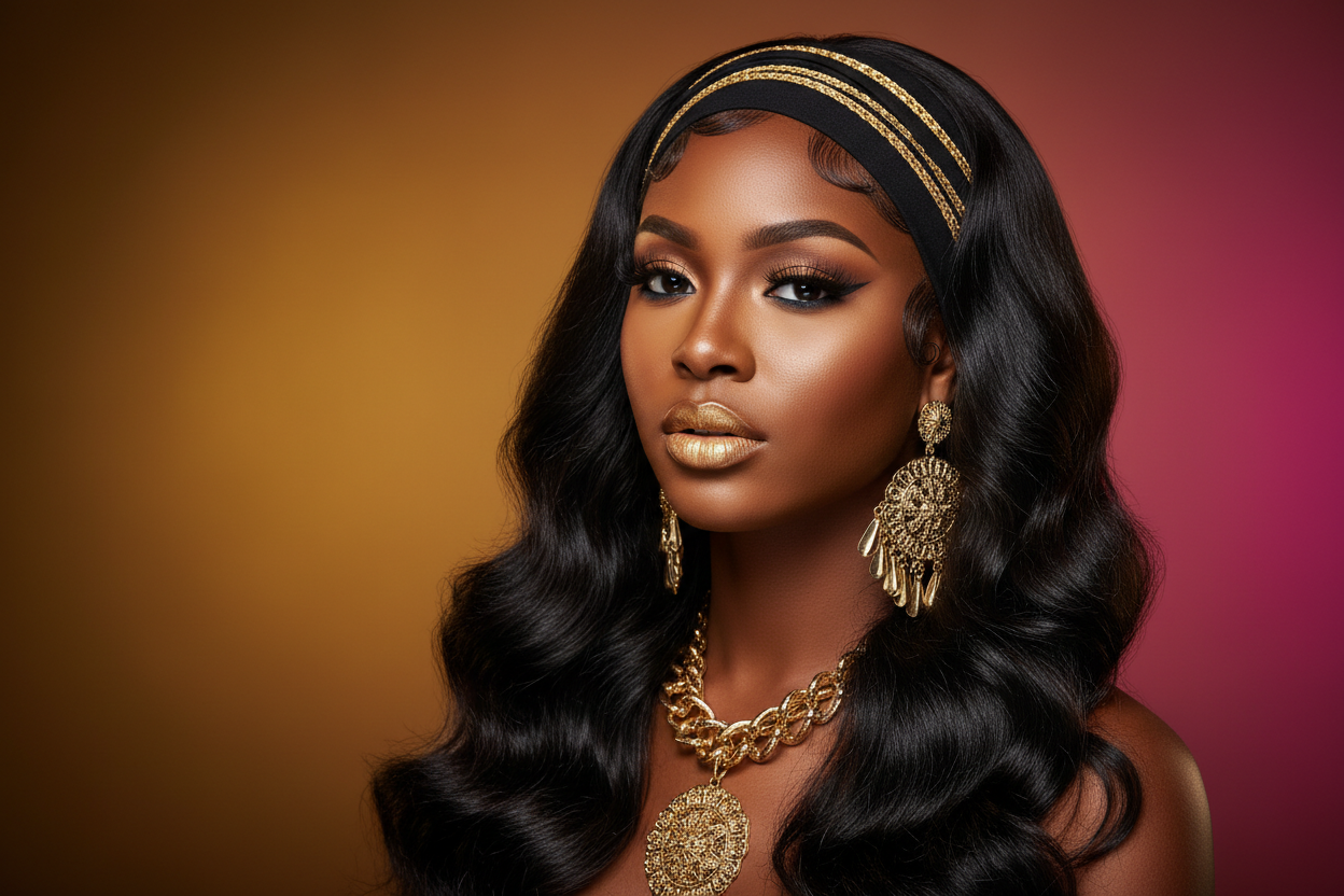 Body Wave Headband Wig – 100% Virgin Human Hair Glueless Wig | 150% Density Natural 1B Body Wave Wig (14–24 Inch)