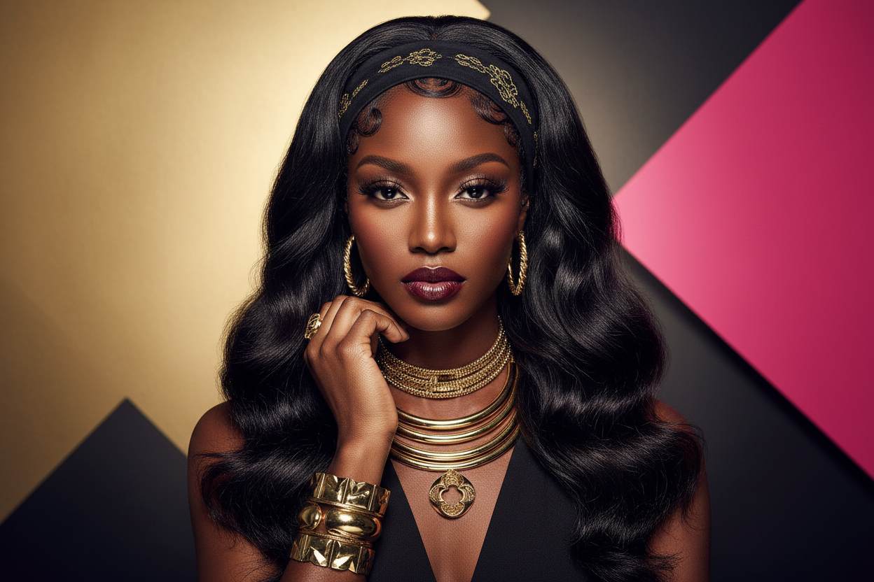 Body Wave Headband Wig – 100% Virgin Human Hair Glueless Wig | 150% Density Natural 1B Body Wave Wig (14–24 Inch)