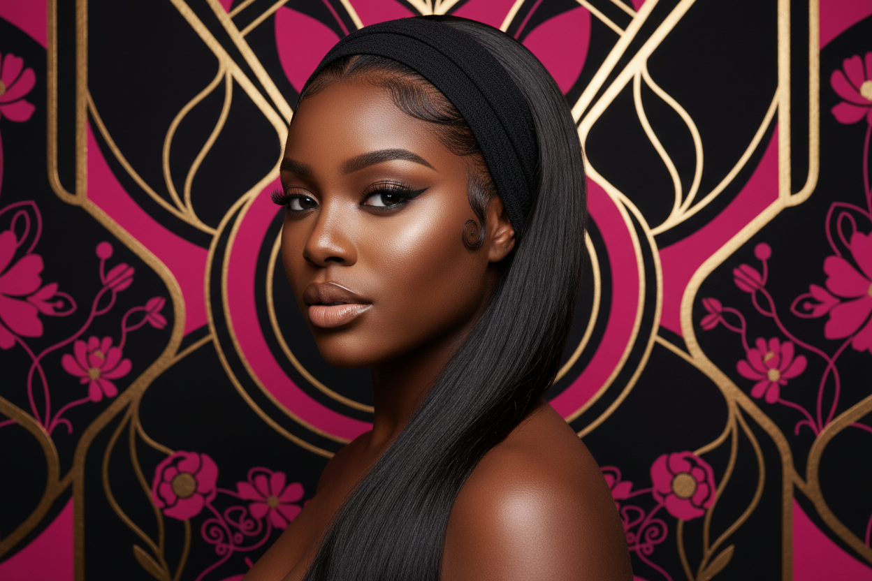 Straight Headband Wig – 100% Virgin Human Hair | Glueless Straight Wig | Natural 1B | 14–24 Inches