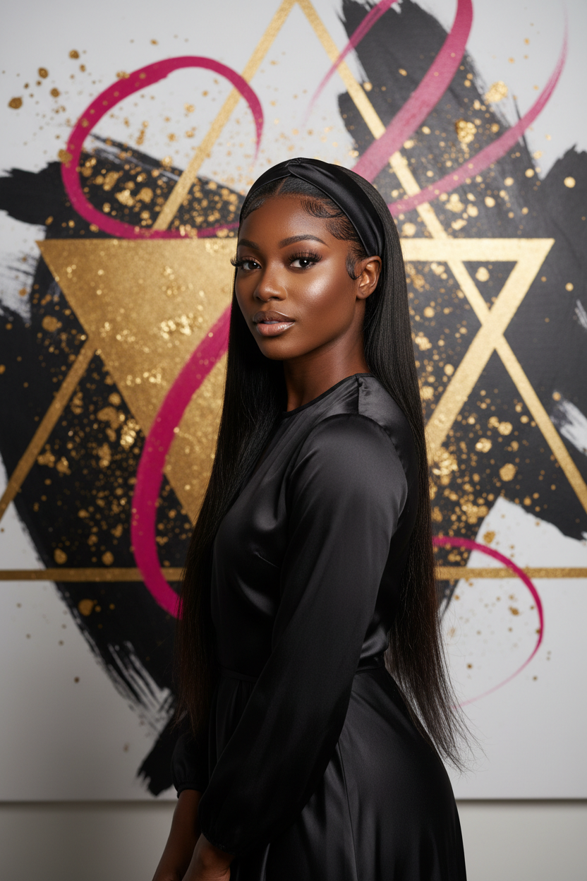 Straight Headband Wig – 100% Virgin Human Hair | Glueless Straight Wig | Natural 1B | 14–24 Inches