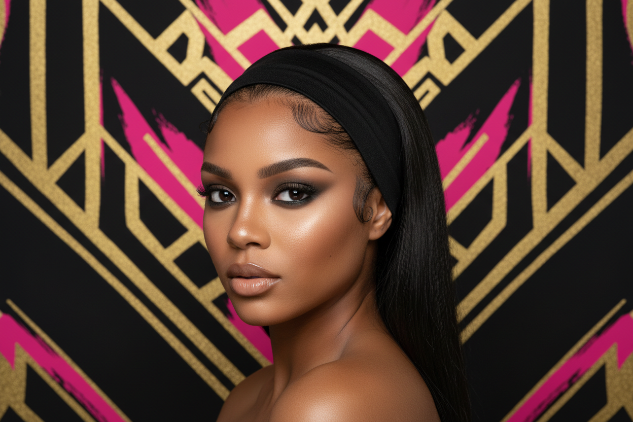 Straight Headband Wig – 100% Virgin Human Hair | Glueless Straight Wig | Natural 1B | 14–24 Inches