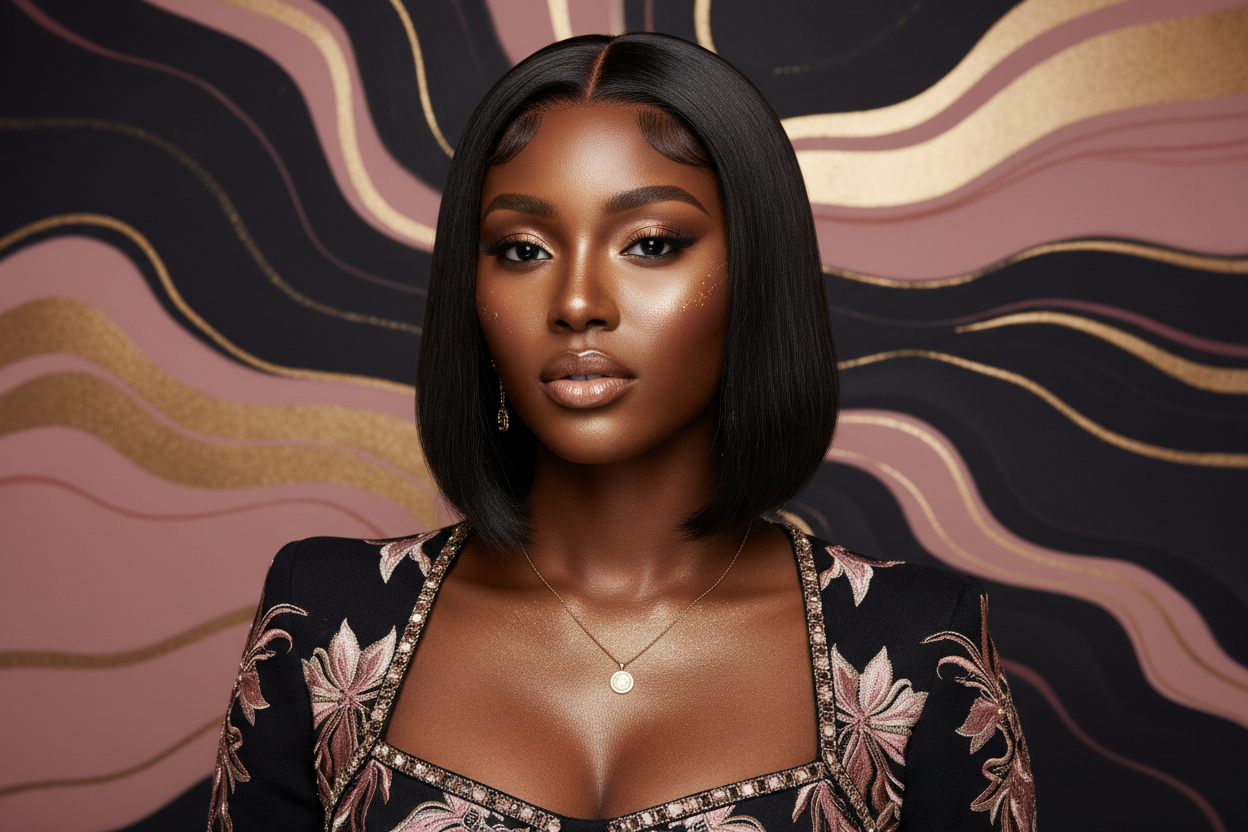 U Part Bob Wig – Brazilian Remy Human Hair Straight Wig | Glueless U Part Wig 180–200% Density Natural Black (10–16 Inch)