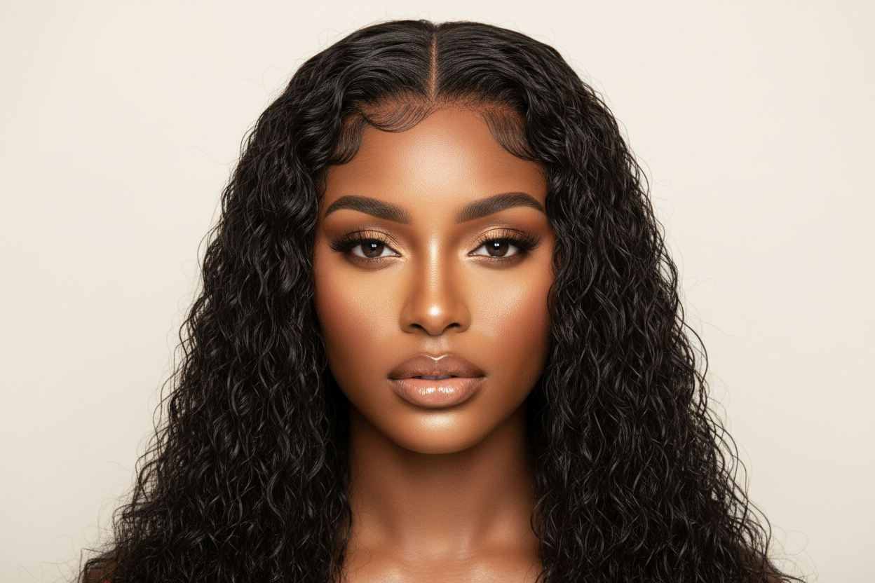 Deep Wave 4x4 Transparent Closure Wig – 100% Virgin Human Hair Natural 1B | 180% Density Lace Closure Wig (14–24 Inch)