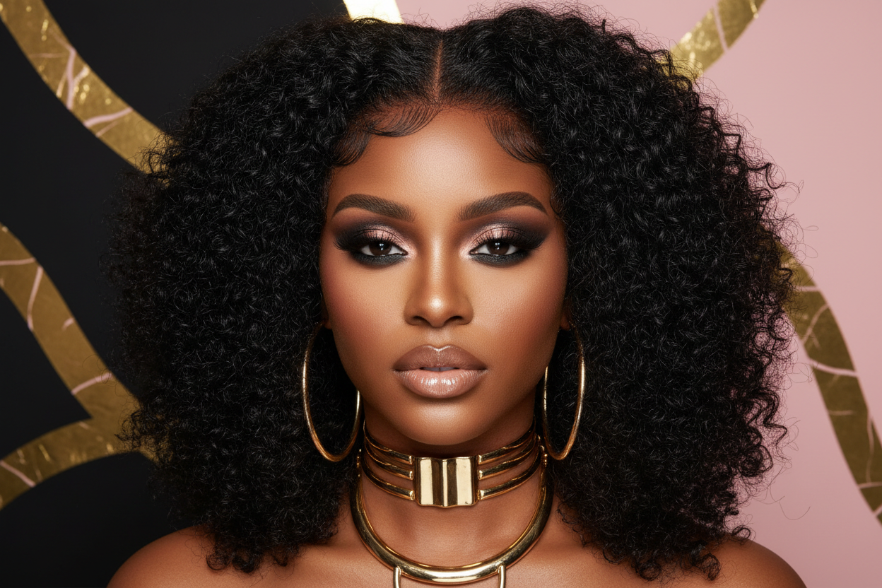 Kinky Curly 4x4 Transparent Closure Wig – 100% Virgin Human Hair Natural 1B | 180% Density Lace Closure Wig (14–24 Inch)