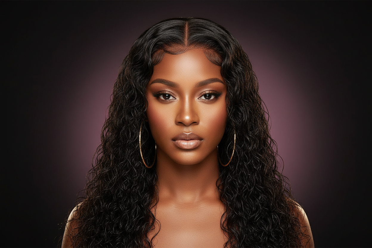 Deep Wave 4x4 Transparent Closure Wig – 100% Virgin Human Hair Natural 1B | 180% Density Lace Closure Wig (14–24 Inch)