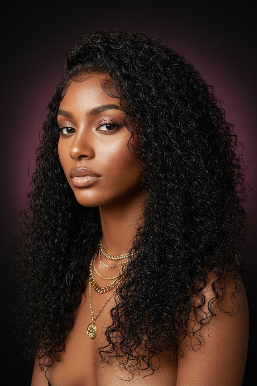 Kinky Curly 4x4 Transparent Closure Wig – 100% Virgin Human Hair Natural 1B | 180% Density Lace Closure Wig (14–24 Inch)