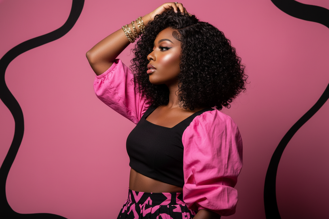 Jerry Curl Short Bob U-Part Wig – 100% Brazilian Remy Human Hair, Glueless, Short Bob, Natural Black