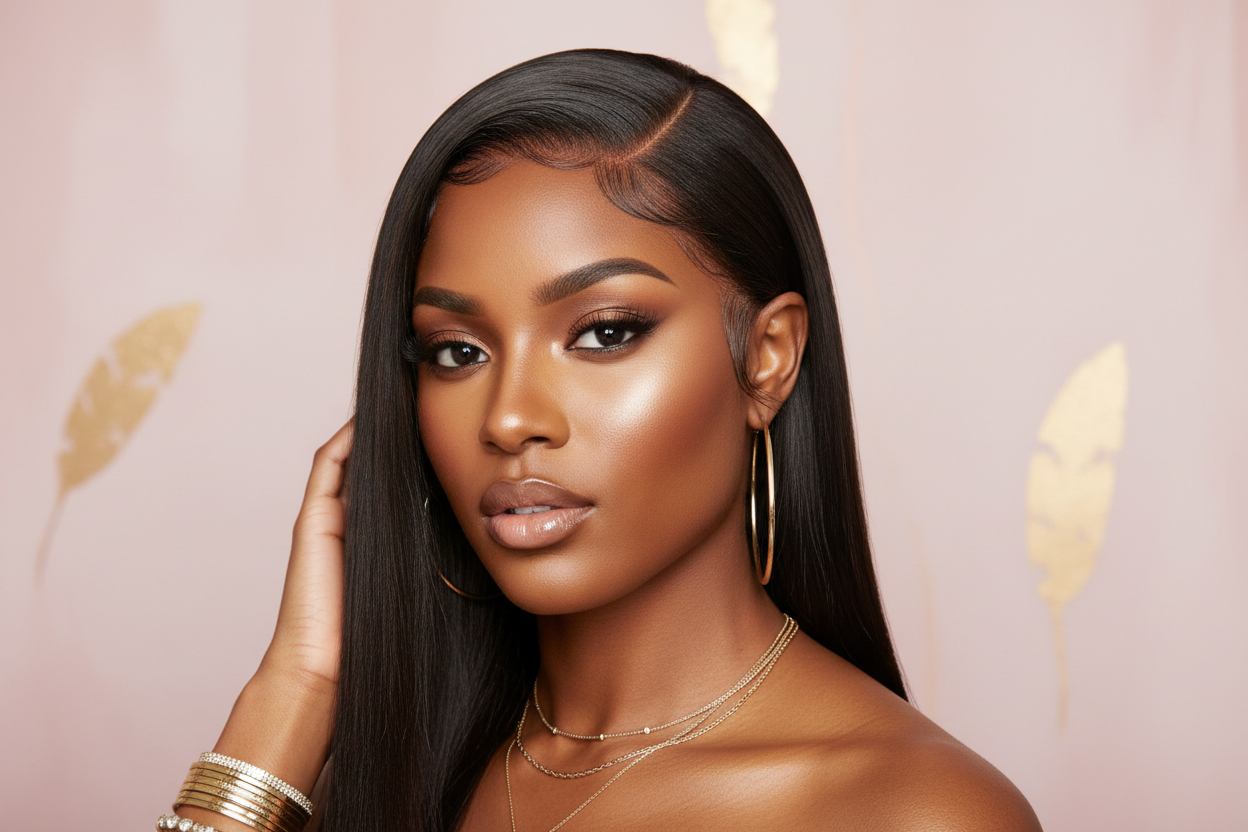 Sleek Straight Full Lace Wig – 100% Human Hair Transparent Lace | Part Anywhere Wig 14–26”