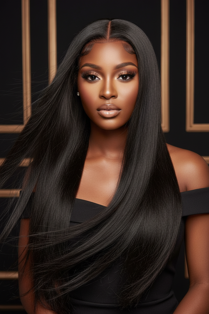 Sleek Straight Full Lace Wig – 100% Human Hair Transparent Lace | Part Anywhere Wig 14–26”